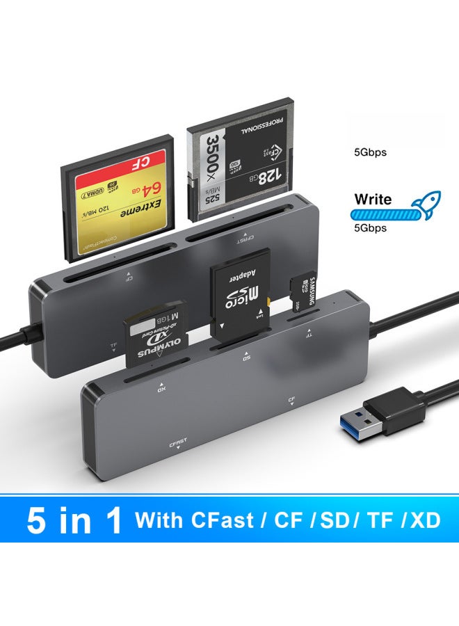 Rocketek Usb3.0 Multi-function Card Reader Type-c Five-in-one Card Reader Ccast/cf/xd/sd/tf Card Reader - Image 4