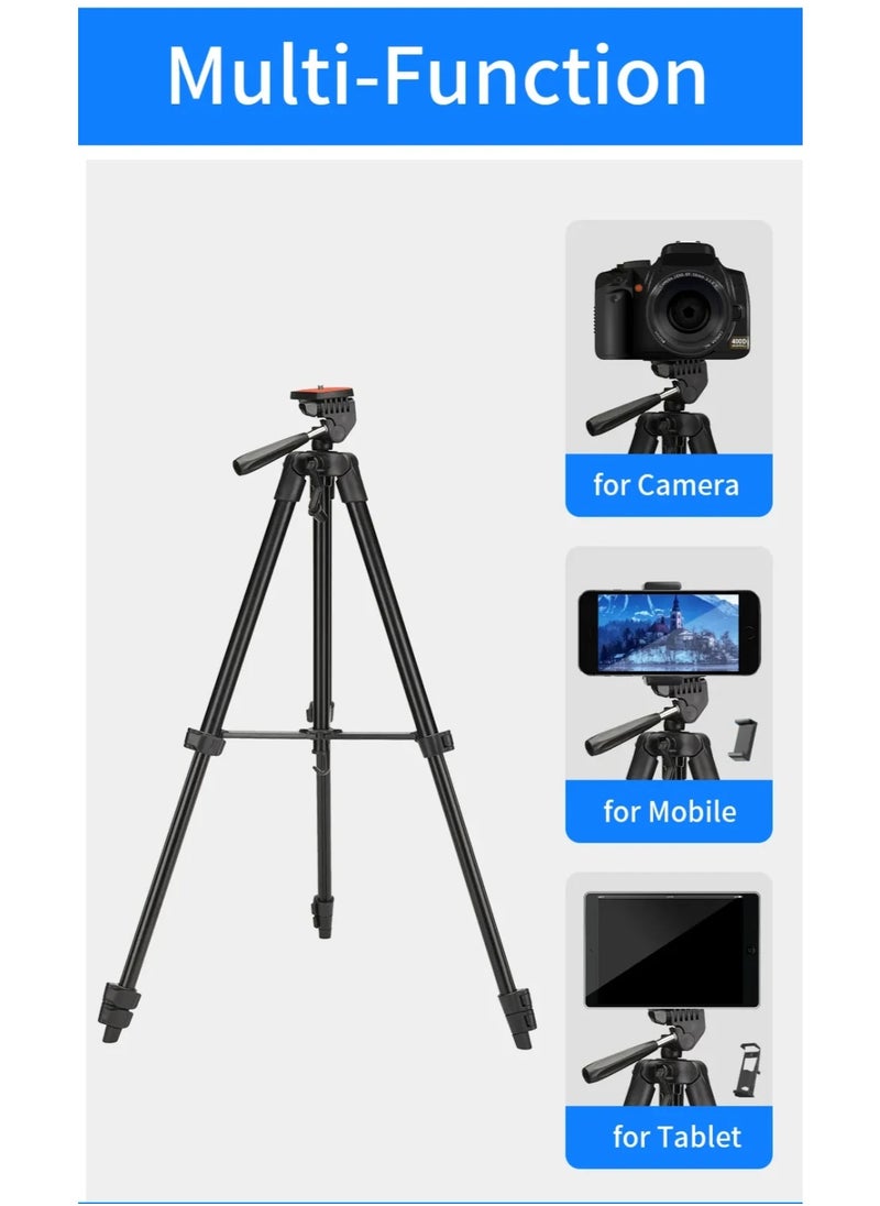 Professional Tripod KP-2205 , Lightweight and Extendable to 134cm, with Mobile Holder and Support for Cameras and DSLRs, 360° Rotation and Stable Aluminum Base - Ideal for Live Streaming, Video Shooting, and Content Creation - Foldable and Portable for Travel and Outdoor Photography - Black