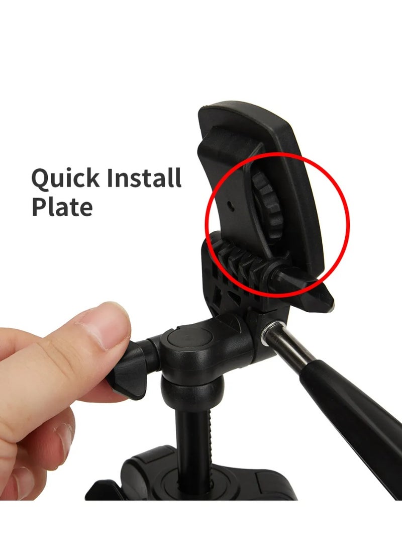 Professional Tripod KP-2205 , Lightweight and Extendable to 134cm, with Mobile Holder and Support for Cameras and DSLRs, 360° Rotation and Stable Aluminum Base - Ideal for Live Streaming, Video Shooting, and Content Creation - Foldable and Portable for Travel and Outdoor Photography - Black