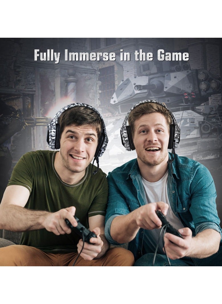 ONIKUMA K20 Camouflage Gaming Headset with Microphone RGB Light Wired Noise Cancelling Headphones for PS4 Xbox One PC Headset Gamers - Image 3