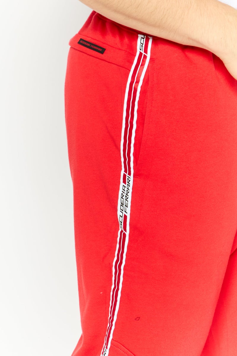 Scuderia Ferrari Men Sportswear Fit Side Tape Fleece Jogger Pants, Red - Image 3