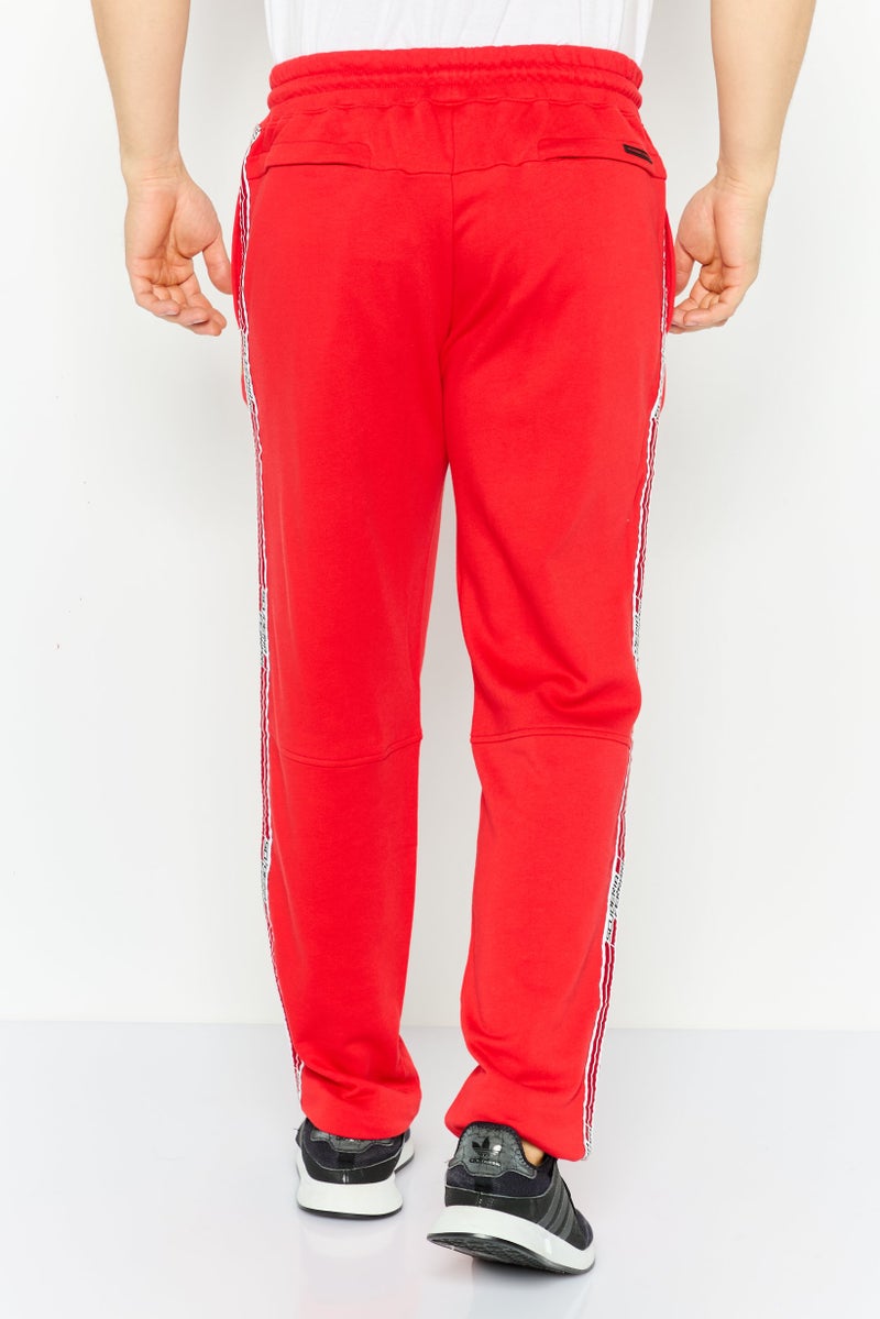 Scuderia Ferrari Men Sportswear Fit Side Tape Fleece Jogger Pants, Red - Image 4