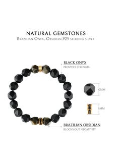 AWNL VAGABOND Beaded Bracelet with Golden Obsidian and Black Onxy Natural Gemstone Gift for Men  - Image 3