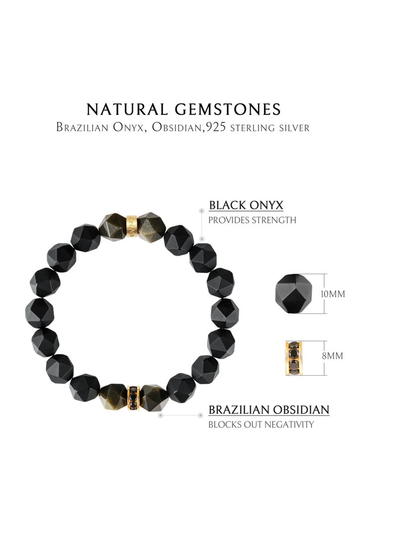 AWNL VAGABOND Beaded Bracelet with Golden Obsidian and Black Onxy Natural Gemstone Gift for Men  - Image 3