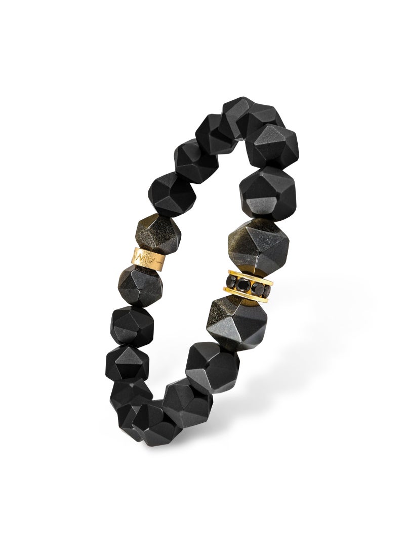 AWNL VAGABOND Beaded Bracelet with Golden Obsidian and Black Onxy Natural Gemstone Gift for Men  - Image 4