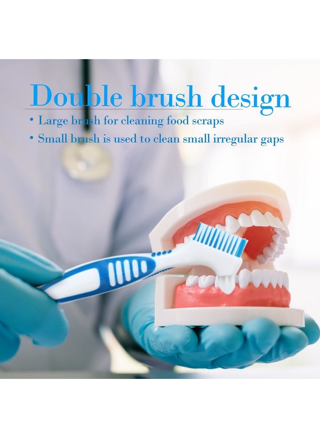 Bvcewilty - Bvcewilty Denture Brush 4PCS Denture Toothbrushes，Cleaning Brush Double Sided Toothbrush with Multi-Layered Bristles and Rubber Anti-Slip Handle - for Denture Cleaning Care (Green,Purple,Blue,Orange) - Image 1