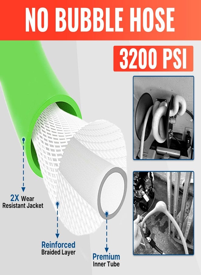 YAMATIC Super Flexible Pressure Washer Hose 25FT 1/4", Kink Resistant Power Washer Hose Replacement for Flexzilla Uberflex Ryobi Genarac Troy Bilt Honda Leak-Free M22 Fittings, 3200 PSI, Green - Image 4