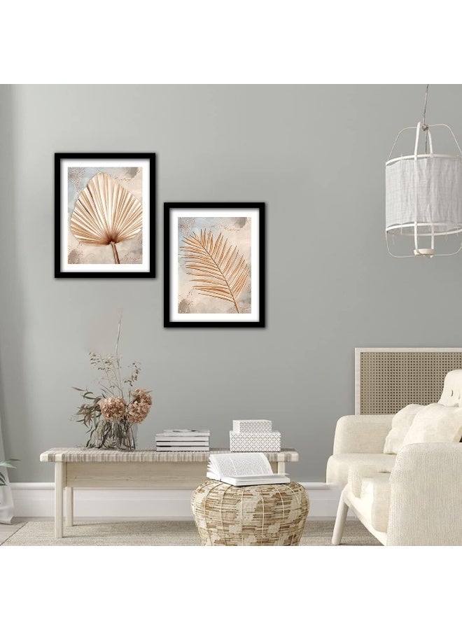 Home Trove Kotart Golden Leaf Wall Decor Paintings For Home Office Living Room - Modern Art Wall Paintings With Frame (11 Inch X 14 Inch, Framed) Set Of 2  - Image 3