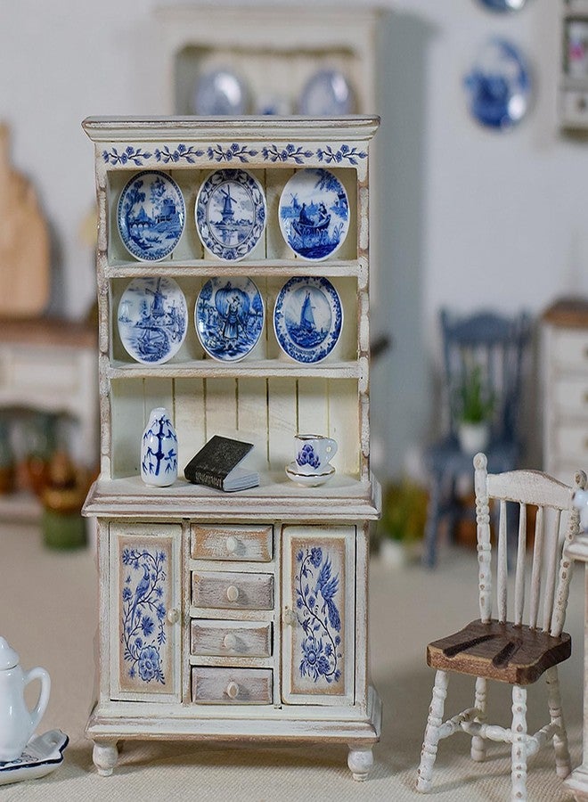 Kanhaom 6PCS Handcrafted Miniature Ceramic Plates in 1:12 or 1:6 Scale, Vintage Porcelain playhouse dishes (Blue-White B, 2.3CM) - Image 5