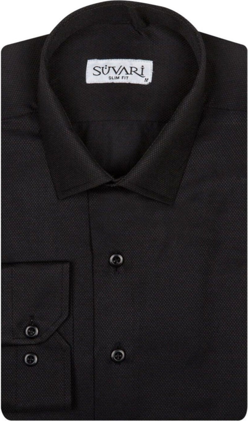 Süvari Classics Slim Fit Narrow Mold Special Dobby Pocketless Shirt
