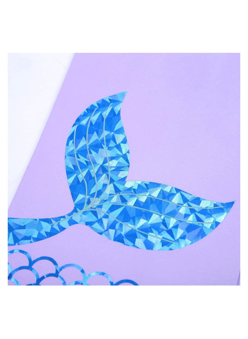 XiuWoo Mermaid Gift Bags, Party Supplies Favors Goodie Bags Glitter Treat for Under the Sea Gifts Girls Set of 12 (Blue) - Image 4