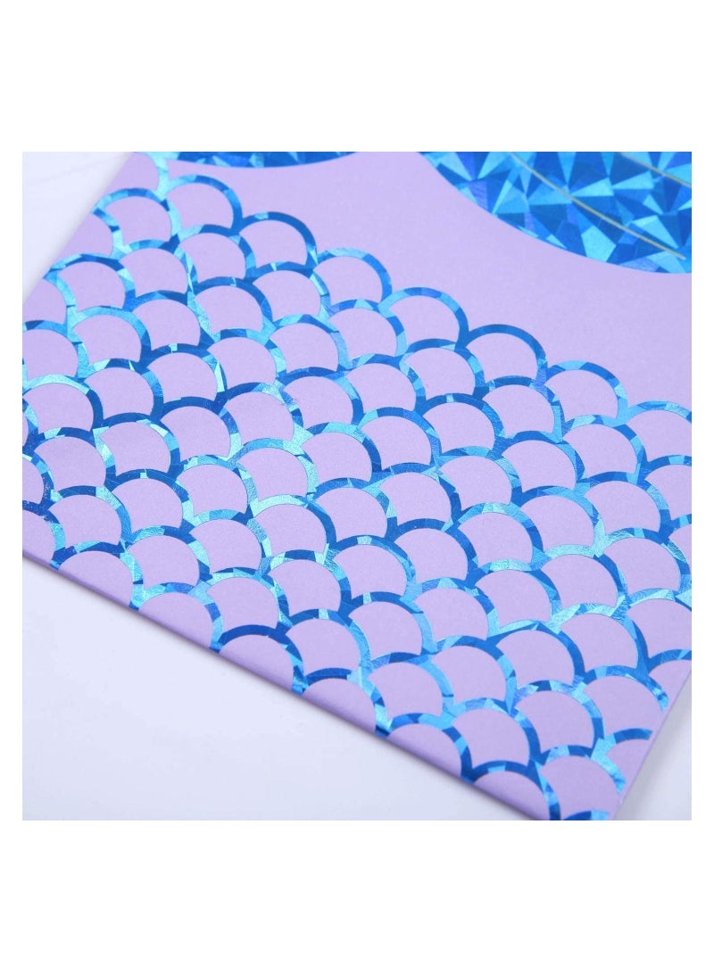 XiuWoo Mermaid Gift Bags, Party Supplies Favors Goodie Bags Glitter Treat for Under the Sea Gifts Girls Set of 12 (Blue) - Image 5