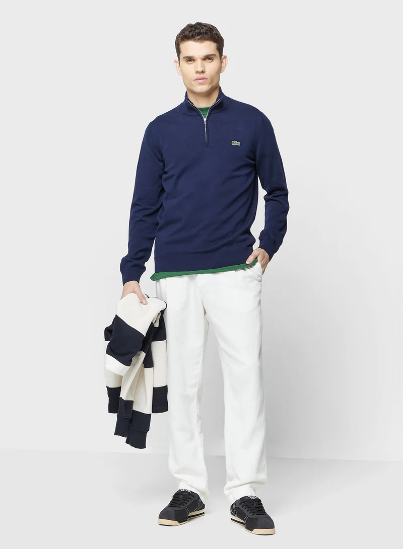 LACOSTE Regular Fit High Zipped Neck Sweater