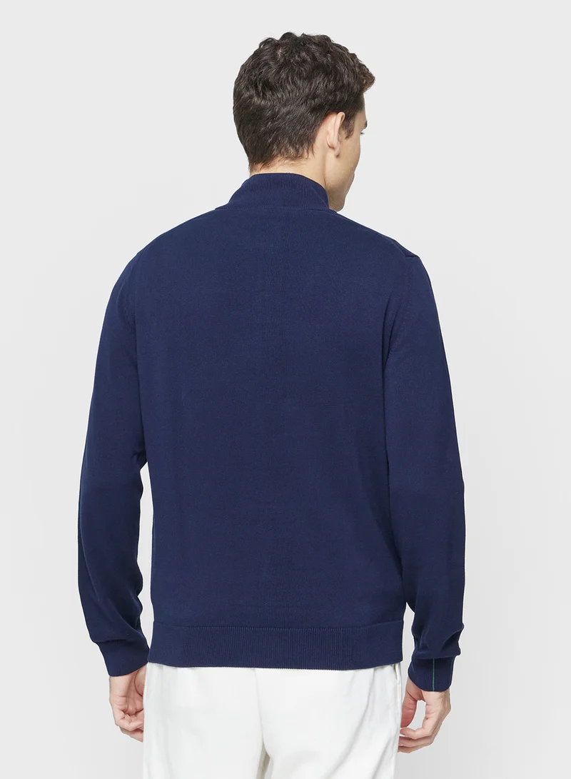 لاكوست Regular Fit High Zipped Neck Sweater