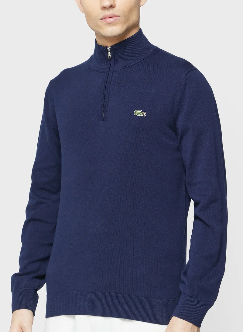 LACOSTE Regular Fit High Zipped Neck Sweater