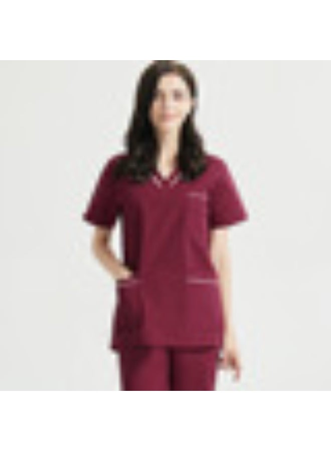 NIBEMINENT Nurse's Summer Thin Short Sleeved Polyester Cotton Hand Wash Suit Women, Operating Room Dentist's Set - Image 1