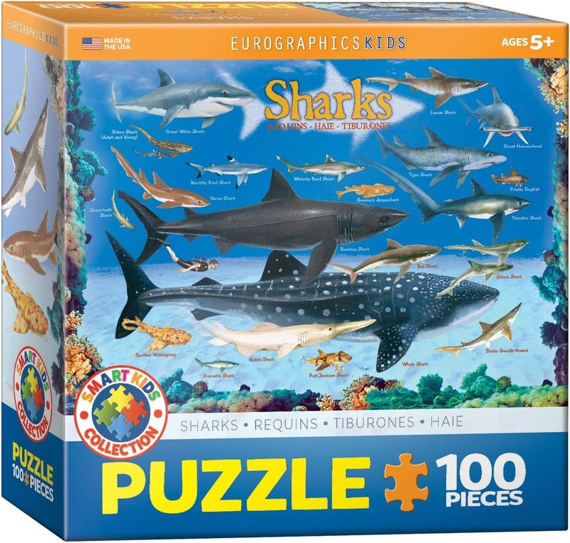eurographics Sharks 100 Piece Jigsaw Puzzle - Image 1