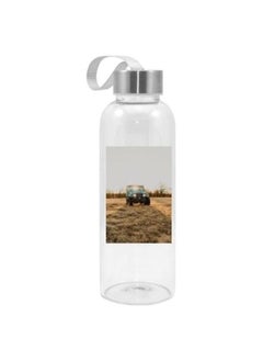 Car In Desert Printed Water Bottle Clear/Brown/Grey 420ml