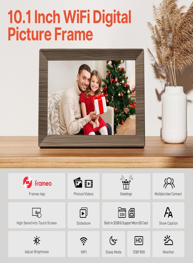 BIGASUO 10.1 Inch Wood WiFi Digital Photo Frame - Image 5