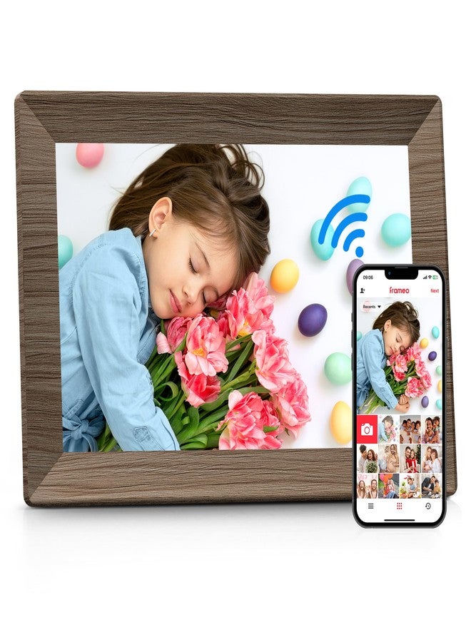 BIGASUO 10.1 Inch Wood WiFi Digital Photo Frame - Image 1