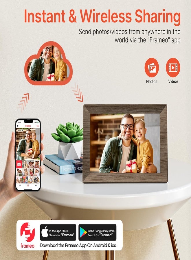 BIGASUO 10.1 Inch Wood WiFi Digital Photo Frame - Image 2