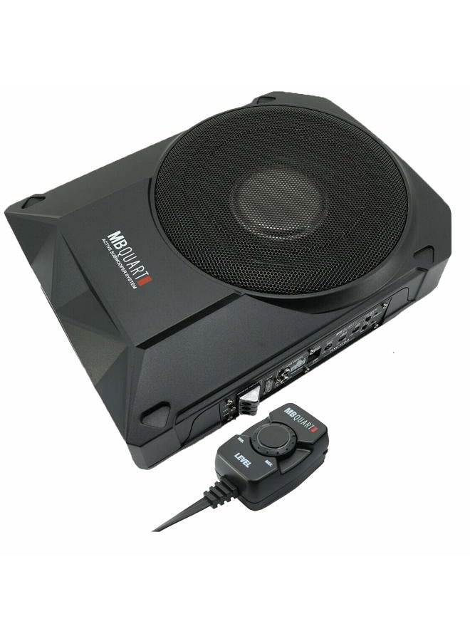 MB QUART RW-108A 600W Reference Series 8" Slim Low Profile Compact Under-Seat 4-Ohm Active Powered Subwoofer Enclosure with Built in Amplifier for Car RV ATV, Black - Image 1