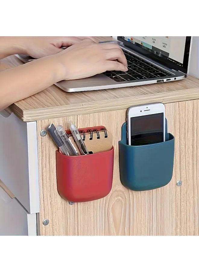 Yellow Wall Mounted Adhesive Storage Box No Drill Strong Hold For Remote Controls And Phones - Image 4