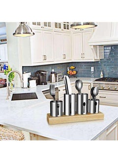 Y&D Kitchen Table Stainless Steel Wooden Base Tableware Bracket Storage Container  - Image 5