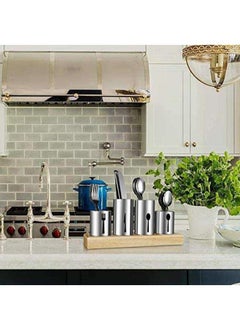 Y&D Kitchen Table Stainless Steel Wooden Base Tableware Bracket Storage Container  - Image 4
