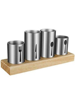 Y&D Kitchen Table Stainless Steel Wooden Base Tableware Bracket Storage Container  - Image 2