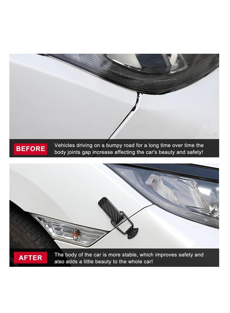 4 PCS Car Bumper Clip Hasp, Bumper Retainer Clips, Carbon Fiber Auto Bumper Security Hook Lock Clips Kit,Quick Release Fasteners for Front Rear Bumper Trunk Fender, Universal Car Accessories, L - Image 2