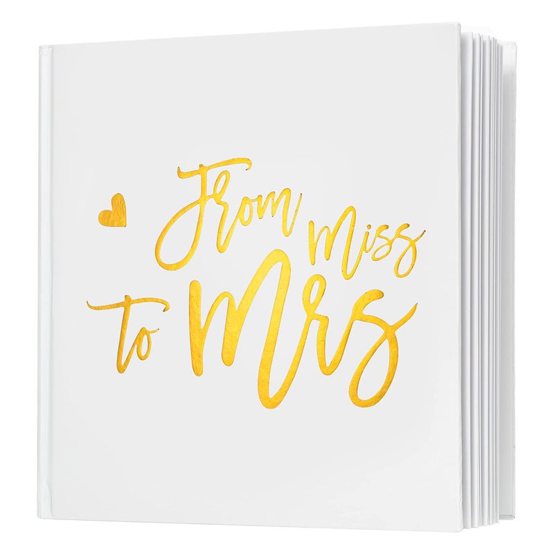 Calculs Polaroid Bridal Shower Guest Book from Miss to Mrs Bachelorette Party Picture Book 85 Square Blank Pages White Cover Gold Foil Stamping