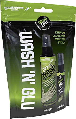gloveglu Wash 'N' Glu Goalkeeper Glove Spray Bundle. Contains gloveglu 120ml Premium Goalkeeper Glove Wash & Prepare Wash + gloveglu 50ml Original Goalkeeper Grip Spray - Image 1