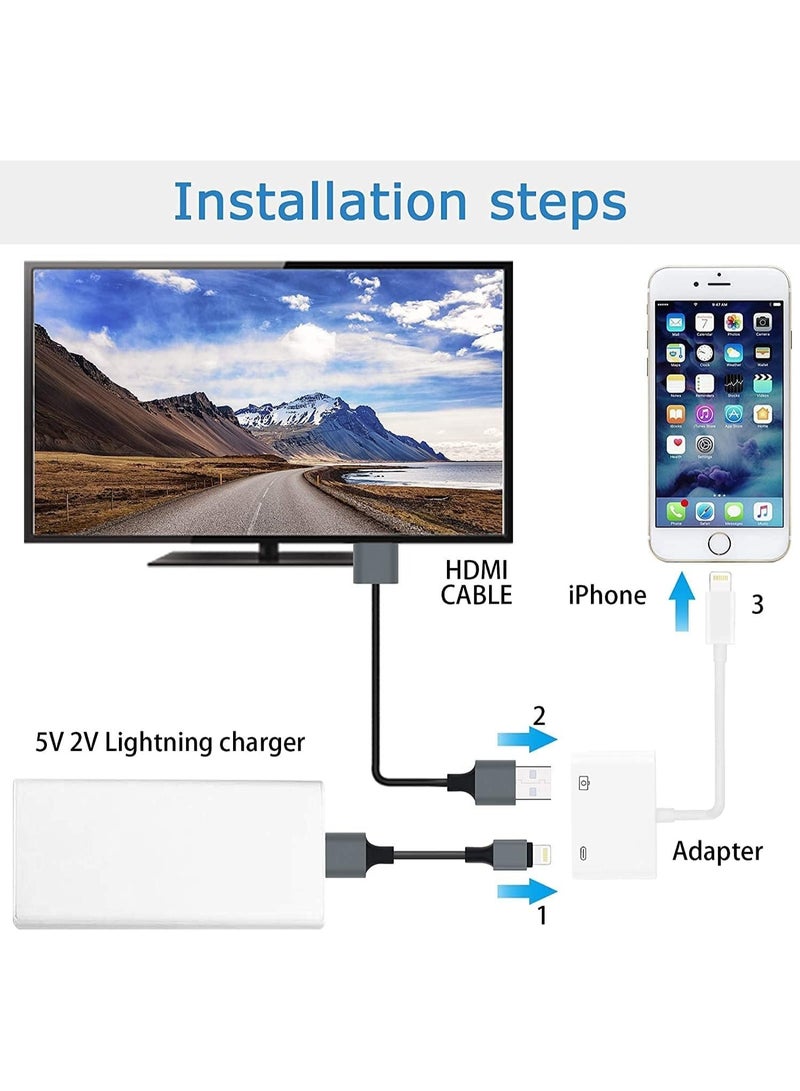 Apple Lightning to HDMI Adapter for iPhone to TV, 1080P Digital AV Adapter Sync Screen Connector Cable Compatible for iPhone 14 13 12 11 XS XR X 8 iPad to HDTV Projector Monitor - Image 3