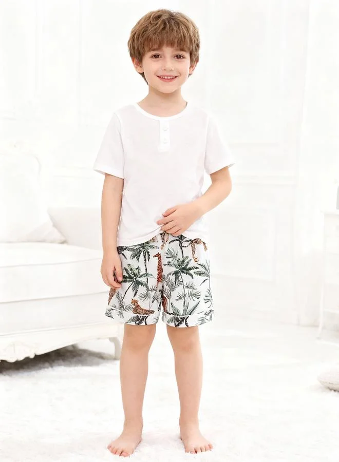 Take Two  Boys White Short Sleeve T-Shirt And Shorts Pyjama Set for Men | Best Price UAE