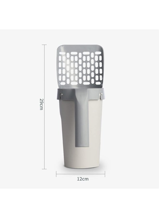 ECVV Cat Litter Scoop Integrated Shovel with Hollow Sifter Extra Waste Bin Ergonomic Handle Solid PP Scooper for Kitty Litter Boxes 11.4" X4.7" Grey  - Image 5