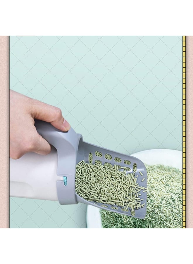 ECVV Cat Litter Scoop Integrated Shovel with Hollow Sifter Extra Waste Bin Ergonomic Handle Solid PP Scooper for Kitty Litter Boxes 11.4" X4.7" Grey  - Image 2