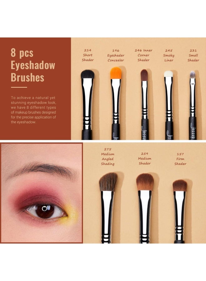 Jessup Eye Makeup Brushes Set Professional 28pcs Premium Synthetic Eyeshadow Brush Eyeliner Eyebrow Blending for Makeup Black T341 - Image 3