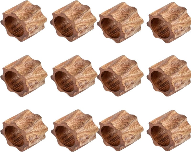 SHAFA IMPEX Classic Handmade Napkin Rings Set, Dining Table Holders for Everyday, Holiday, Christmas, Thanksgiving, Farmhouse Decor (Mongo Wood, Set of 12.) - Image 1