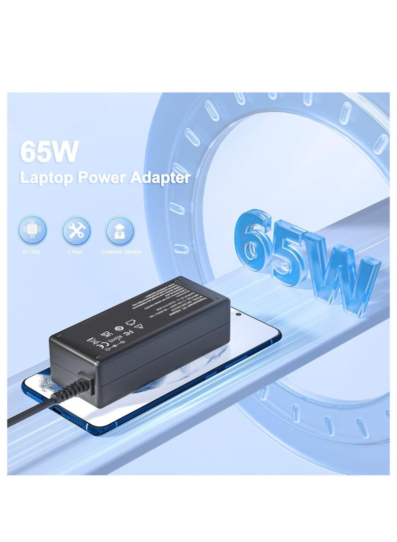 فيرست برو شاحن First Pro 65 واط مع طرف أزرق محول طاقة متوافق مع حواسيب HP Pavilion x360 وEnvy وStream وChromebook وProBook وEliteBook 19.5V 3.33A مع سلك طويل إضافي - Image 4