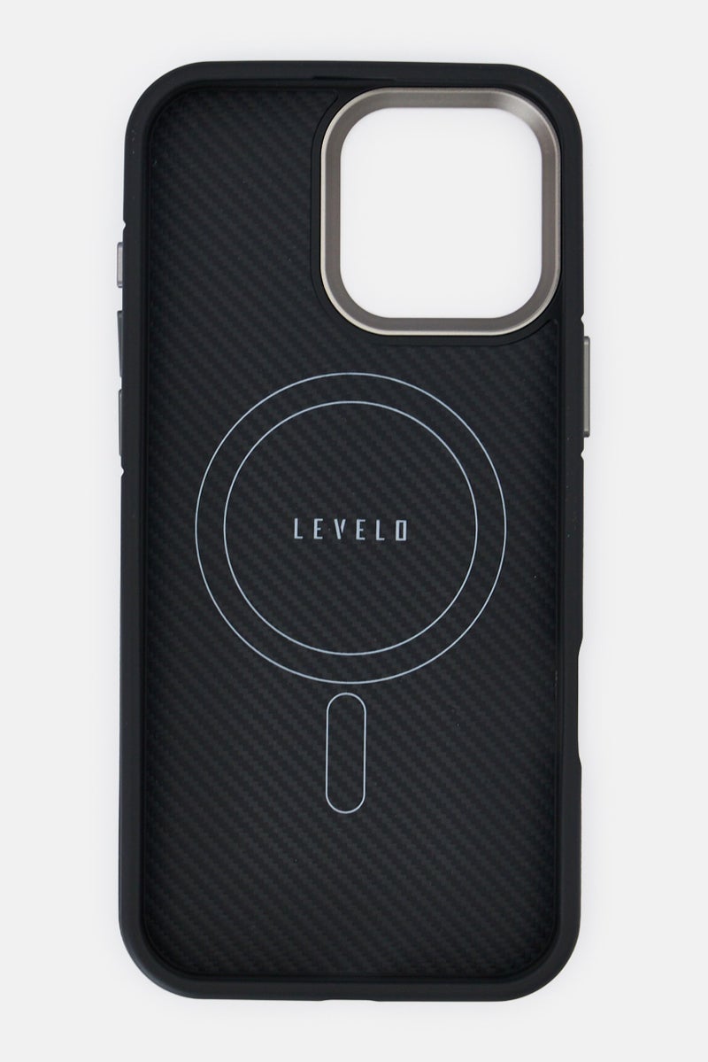 LEVELO iPhone 16 Pro Max Ox Carbon Magsafe Protective Case, Black - Image 3