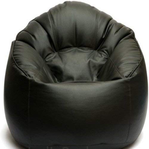 caddyFull 4XL Leather Bean Bag Cover Without Beans|| Muddha Chair Without Beans || Bean Bag Chair Cover for Living Room, Bed Room (Black) - Image 1