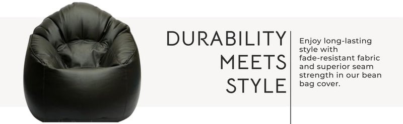 caddyFull 4XL Leather Bean Bag Cover Without Beans|| Muddha Chair Without Beans || Bean Bag Chair Cover for Living Room, Bed Room (Black) - Image 4