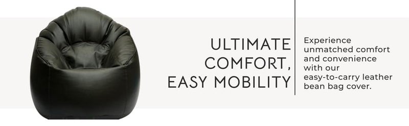 caddyFull 4XL Leather Bean Bag Cover Without Beans|| Muddha Chair Without Beans || Bean Bag Chair Cover for Living Room, Bed Room (Black) - Image 5