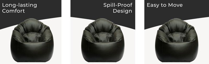 caddyFull 4XL Leather Bean Bag Cover Without Beans|| Muddha Chair Without Beans || Bean Bag Chair Cover for Living Room, Bed Room (Black) - Image 3