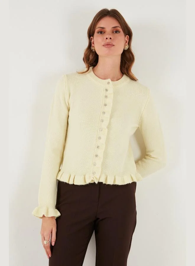 ليلا كارديجان نسائي ليلا بليسيه تفاصيل مميزة مقاس عادي برقبة مستديرة من التريكو