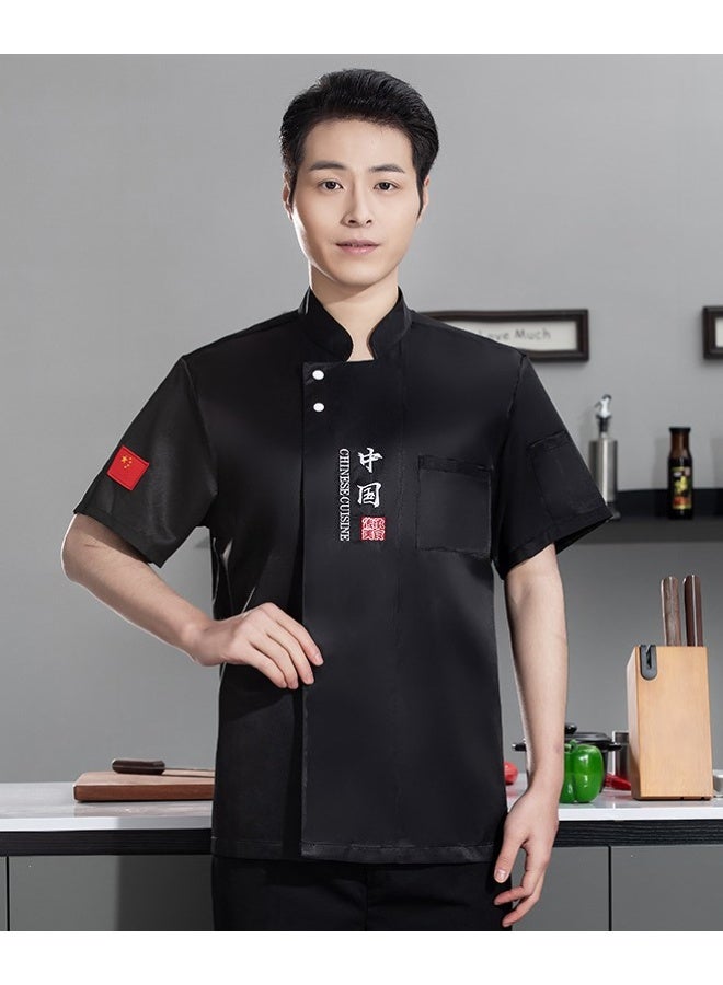 NIBEMINENT Dining Restaurant Rear Kitchen Chef Overalls Short Sleeve Clothes China Chef Uniform Canteen Hotel Clothes  - Image 1