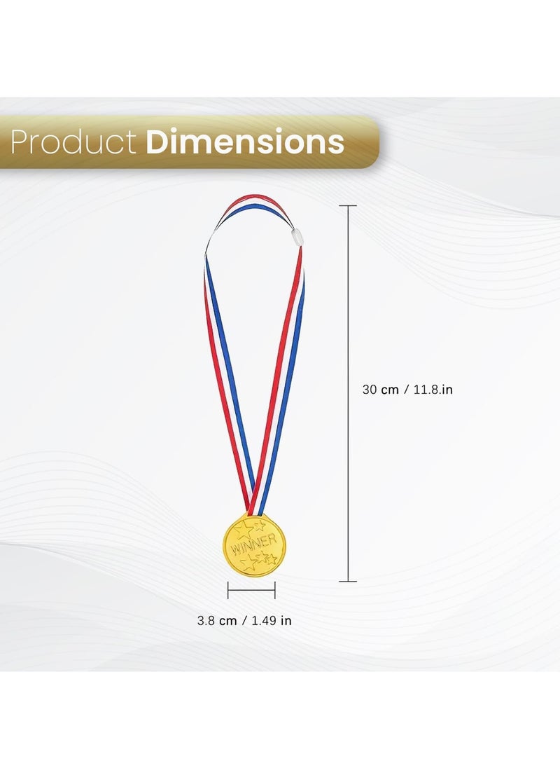 Home Smart Home Smart Winner Plastic Gold Medals for Kids with Multi-Color Ribbon Party Favors and Sport Competitions Matches  - Image 3