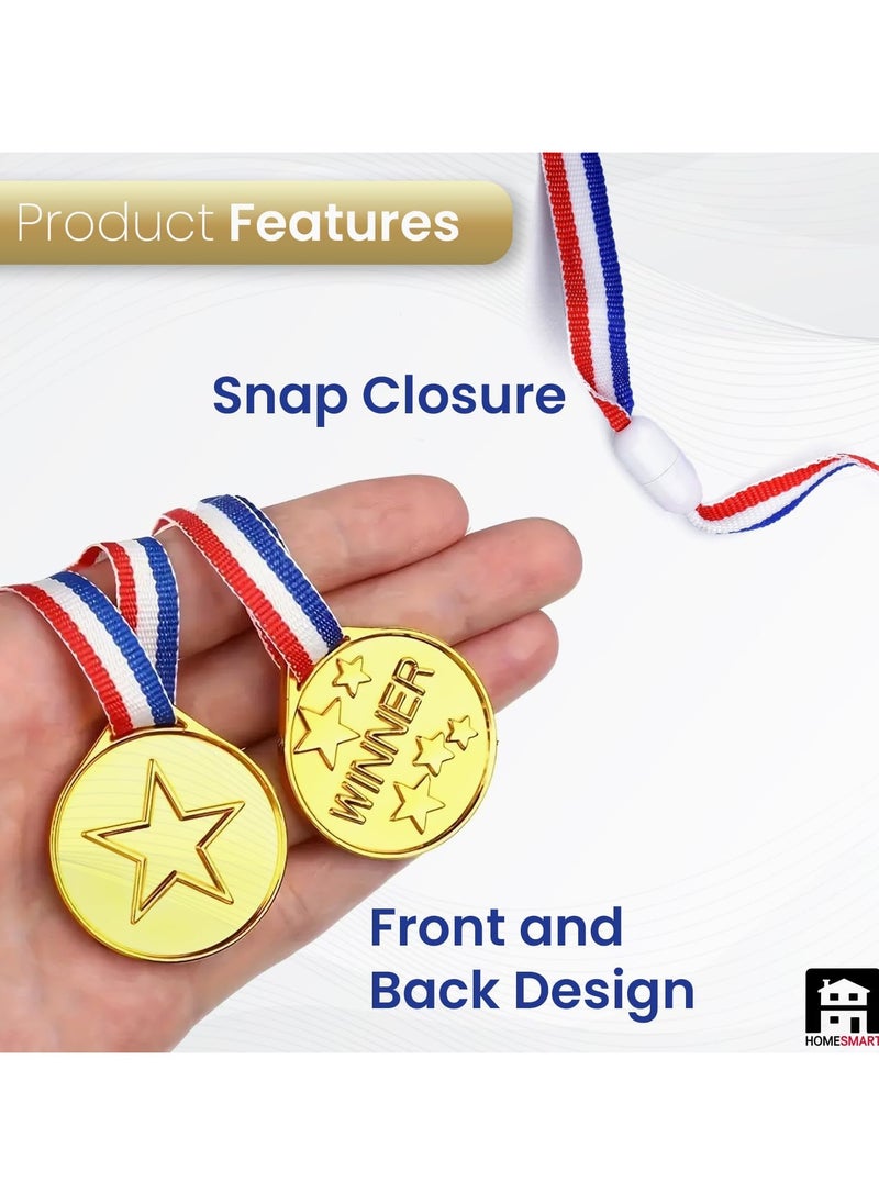 Home Smart Home Smart Winner Plastic Gold Medals for Kids with Multi-Color Ribbon Party Favors and Sport Competitions Matches  - Image 2