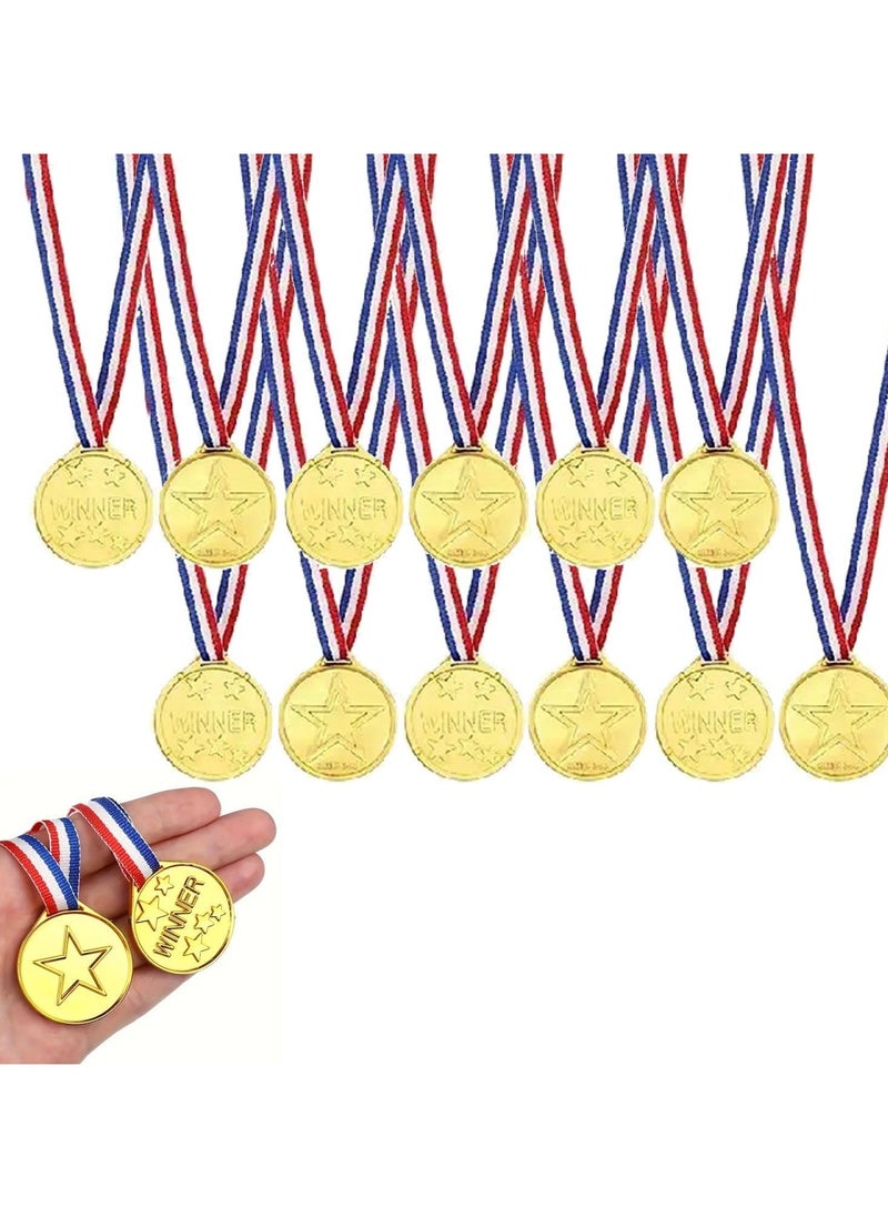 Home Smart Home Smart Winner Plastic Gold Medals for Kids with Multi-Color Ribbon Party Favors and Sport Competitions Matches  - Image 1
